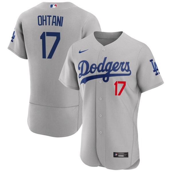 Los Angeles Dodgers #17 Shohei Ohtani Gray 2023 Flex Base Stitched Jersey - Click Image to Close